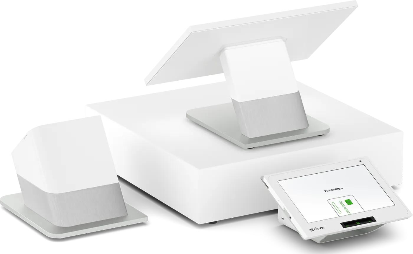Clover Station Duo with customer-facing screen, receipt printer and cash drawer